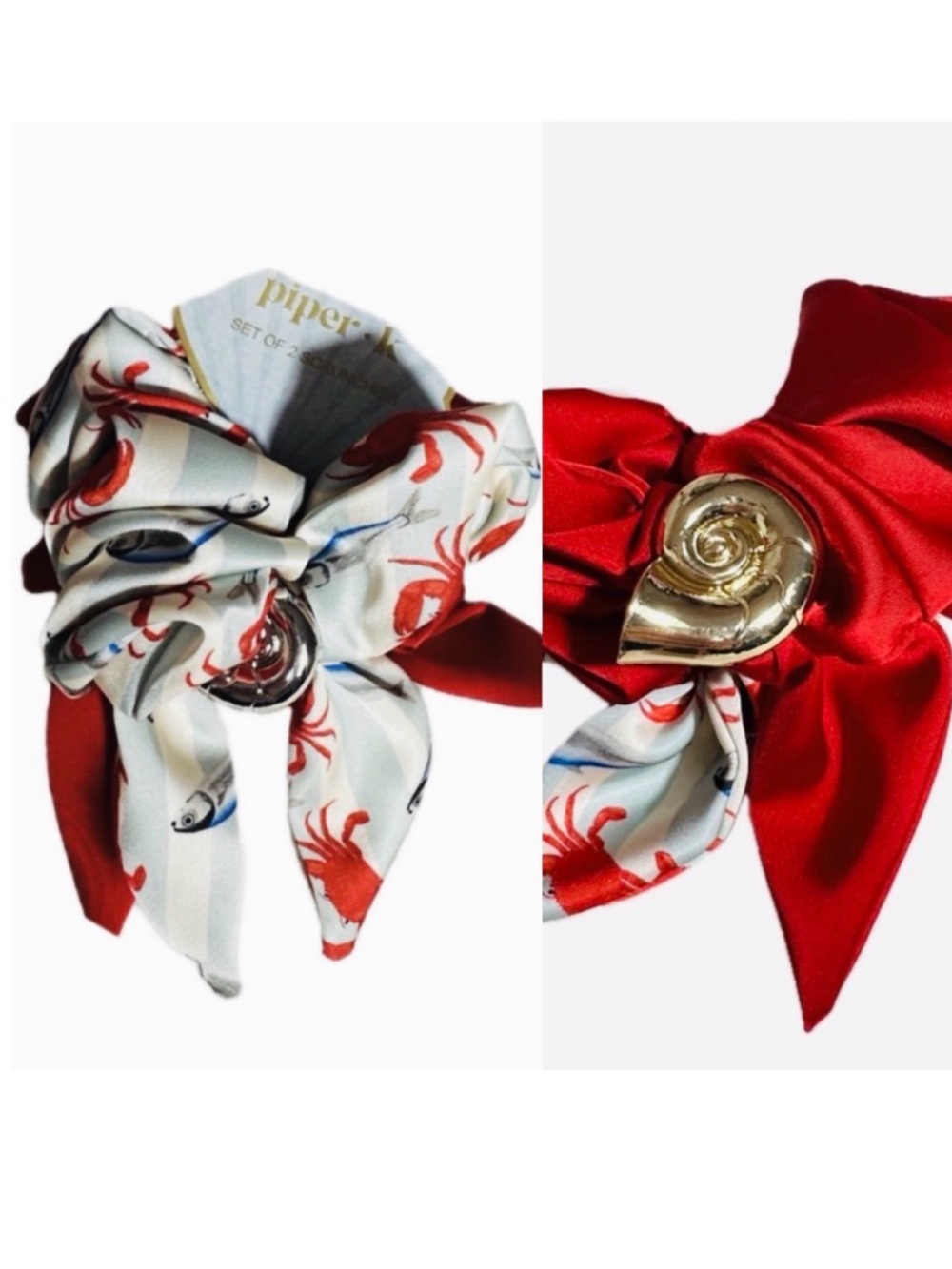 NWT ⚜️♥️⚜️ PIPER K Gorgeous Hair Scarf Scrunchies Set of 2